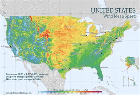 Map of wind energy in the US
